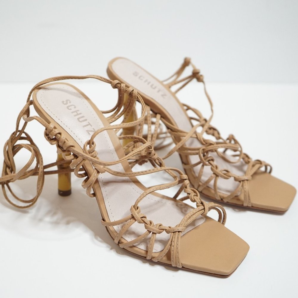 SCHUTZ Savania Sandals, Honey Beige, Size 6.5B